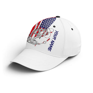 American Flag Largemouth Bass fishing custom name Adjustable unisex Fishing Baseball Hat FSD3229