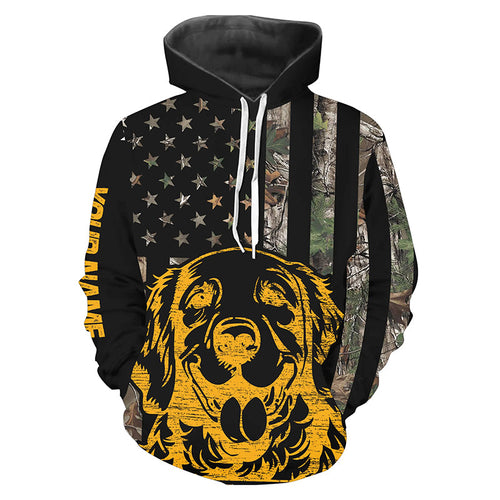 Golden Retriever Hunting Dog Vintage American Flag Tree camouflage Shirts FSD4069