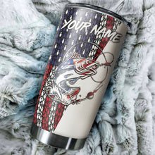 Load image into Gallery viewer, 1pc American Flag Walleye Fishing Custom Name Stainless Steel Fishing Tumbler Cup - Patriotic Gifts Fishing Gifts for Fisherman FSD2192