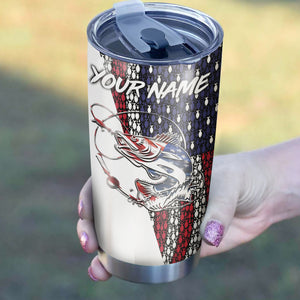 1pc American Flag Walleye Fishing Custom Name Stainless Steel Fishing Tumbler Cup - Patriotic Gifts Fishing Gifts for Fisherman FSD2192