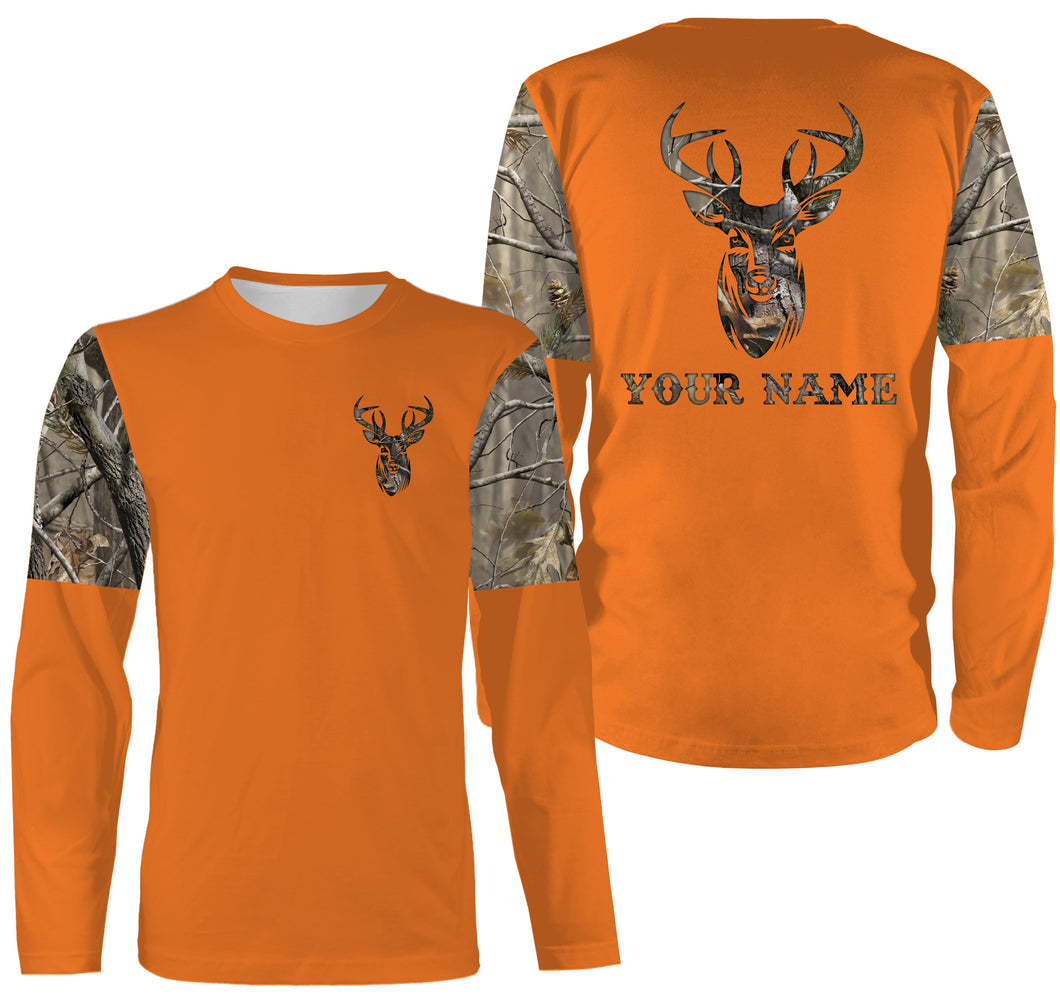 Deer buck whitetails camouflage orange custom name all over print shirts personalized gift FSD3465