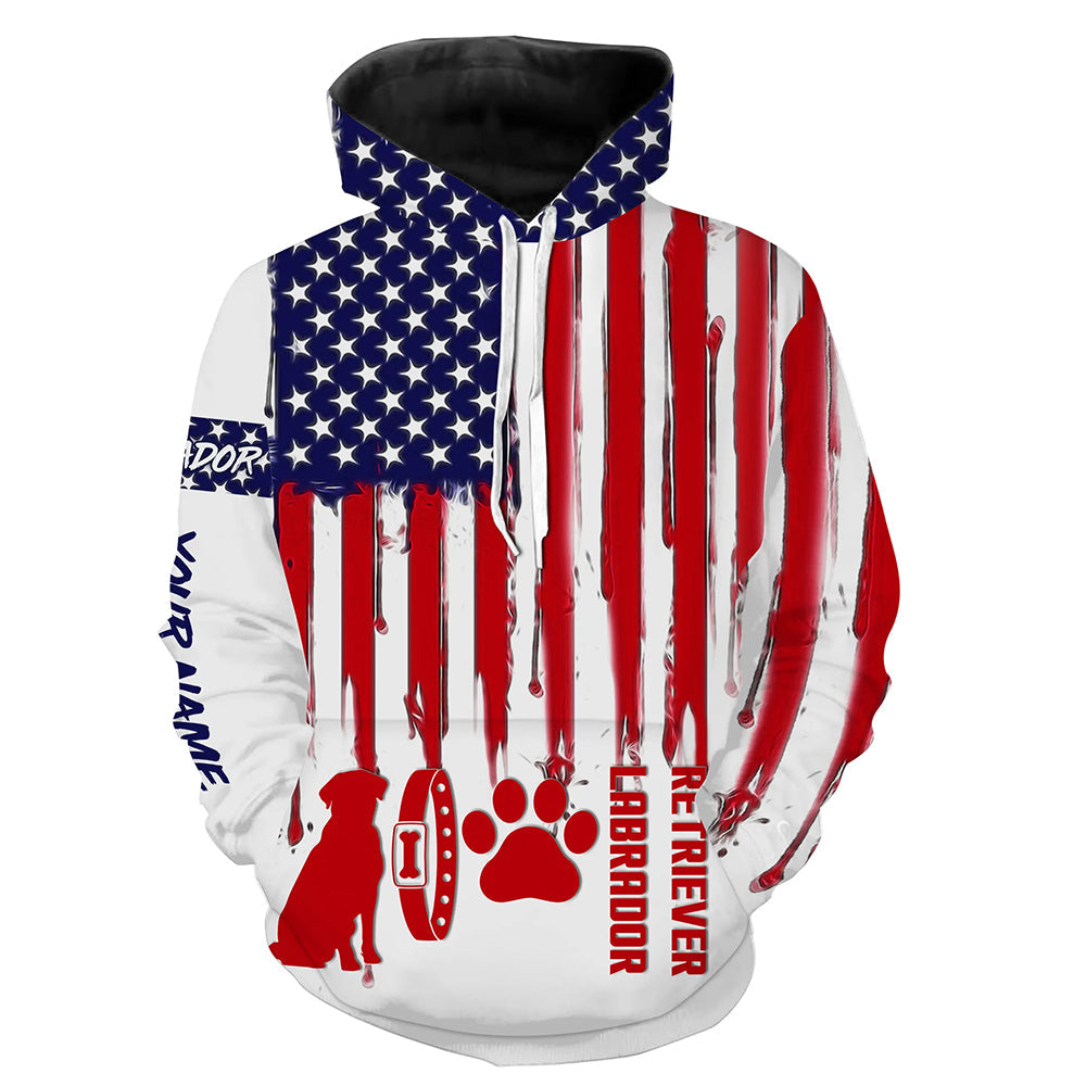 Labrador Retriever American flag custom Name all over print Shirts for dog Owner, dog Lovers FSD4110