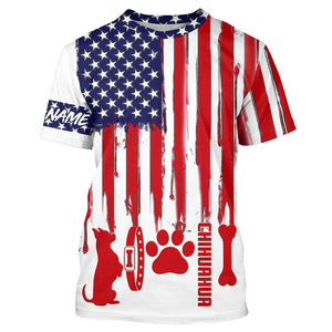 Patriotic American flag Dog T-shirt for Humans with many dog breeds to choose from FSD4144