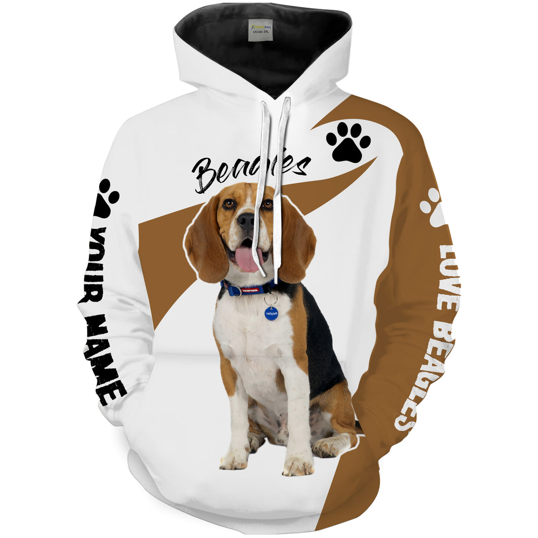 Love Beagle hunting dog custom name 3D Full printing Shirt, Hoodie, Zip up hoodie Personalized gifts for beagle lover FSD1687