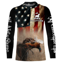 Load image into Gallery viewer, Pheasant Hunting with Chocolate Labrador American flag All over printed Shirts, Lab hunting shirt FSD3560