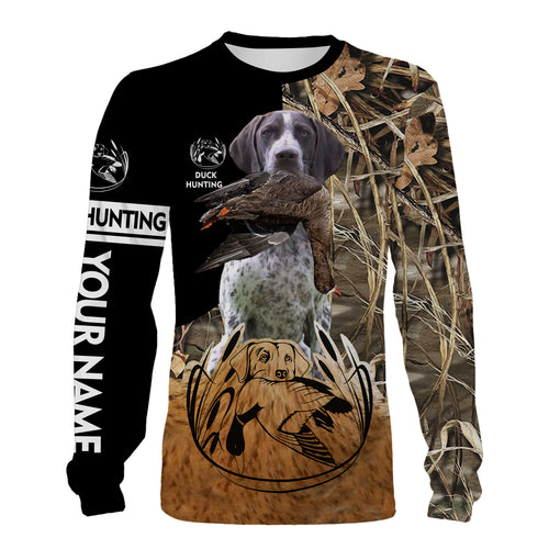 Duck Hunting With GSP German Shorthaired Pointer Custom Name Full Printing Shirts, Hoodie - Personalized Hunting Gifts FSD1949