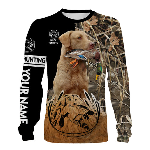 Duck Hunting With Chesapeake Bay Retriever Custom Name Full Printing Shirts, Hoodie - Personalized Hunting Gift Ideas FSD1951