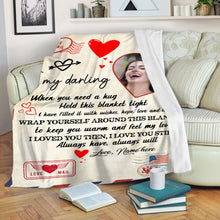 Load image into Gallery viewer, To my darling Custom Name and photo letter blanket I loved you then I love you still Husband Wife boyfriend girlfriend blanket - FSD1370D05