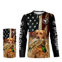 Load image into Gallery viewer, Personalized Fox red Labrador Retriever Duck Hunting Dogs American flag Shirts, Hunting gifts FSD3868