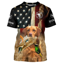 Load image into Gallery viewer, Personalized Fox red Labrador Retriever Duck Hunting Dogs American flag Shirts, Hunting gifts FSD3868