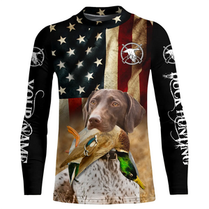 Personalized German Shorthaired Pointer Duck Hunting Dogs American flag Shirts, Hunting gifts FSD3869