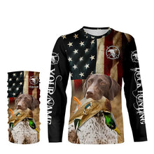 Load image into Gallery viewer, Personalized German Shorthaired Pointer Duck Hunting Dogs American flag Shirts, Hunting gifts FSD3869