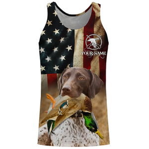 Personalized German Shorthaired Pointer Duck Hunting Dogs American flag Shirts, Hunting gifts FSD3869