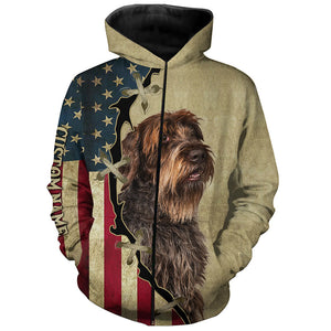 Wirehaired Pointing Griffon American flag T-shirt, Hoodie, Long sleeve Shirt, custom Dog lover Shirt FSD3979