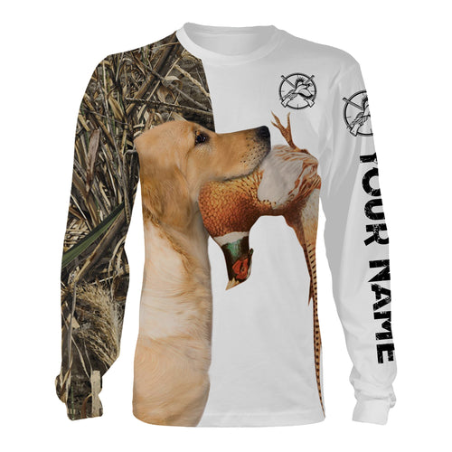 Pheasant Hunting With Dog Golden Retriever Customize Name Shirts - Personalized Hunting Gift FSD2651