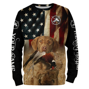 Upland bird dogs Chesapeake Bay Retriever American flag 3D All over printed Shirts FSD3870