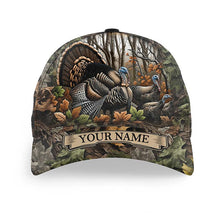 Load image into Gallery viewer, Wild Turkey Hunting Hat Camouflage Custom Name Snapback Baseball Cap, Hunting Gifts FSD4433