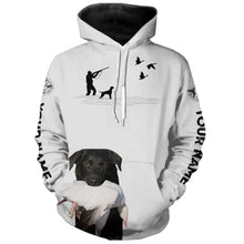 Load image into Gallery viewer, Snow Goose Hunting Clothes with dog Black Labs white Shirts Hoodie, Personalized waterfowl clothes FSD3912