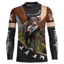 Load image into Gallery viewer, Chocolate Labs Duck Hunting with dog Custom Name all over print Shirts for Duck Hunters, Hunting gift FSD4107