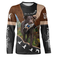 Load image into Gallery viewer, Chocolate Labs Duck Hunting with dog Custom Name all over print Shirts for Duck Hunters, Hunting gift FSD4107