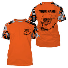 Load image into Gallery viewer, Custom Name Crappie Fishing Camouflage Orange Performance Fishing Shirt, Crappie Fishing Jerseys FSD2476