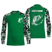 Load image into Gallery viewer, Custom Name Bass Fishing Camouflage Green Performance Fishing Shirt, Bass Fishing Jerseys FSD2868