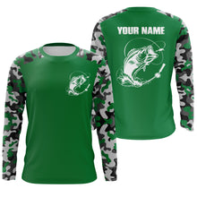 Load image into Gallery viewer, Custom Name Bass Fishing Camouflage Green Performance Fishing Shirt, Bass Fishing Jerseys FSD2868