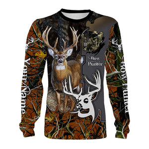 White-tailed Deer Bow hunting Grim reaper Camouflage shirts, Personalized Hunting Gifts for Men FSD3480