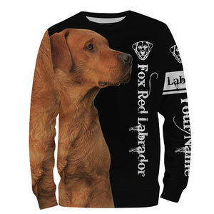 Fox Red Lab 3D All Over Printed Shirts, Hoodie Labrador Retriever Dog Gifts for Labs Lovers | Black FSD3600