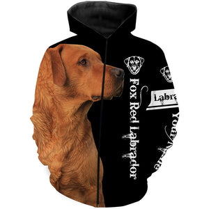 Fox Red Lab 3D All Over Printed Shirts, Hoodie Labrador Retriever Dog Gifts for Labs Lovers | Black FSD3600