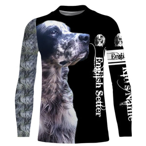 English Setter Custom Name 3D All Over Printed Shirts, Hoodie, T-shirt Setter Dog Gifts for Dog Lovers FSD2704