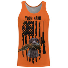 Load image into Gallery viewer, American Hunting flag Pheasant hunting with dog German Shorthaired Pointer Orange Custom Name Shirts FSD4043