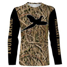 Load image into Gallery viewer, Pheasant hunting camo custom name 3D all over printed Hoodie, Long sleeve shirts Personalized hunting gift FSD2357