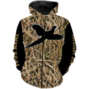 Pheasant hunting camo custom name 3D all over printed Hoodie, Long sleeve shirts Personalized hunting gift FSD2357