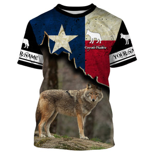 Coyote Hunting Texas flag Custom Name 3D All over print Shirts - Personalized Coyote Hunting gifts FSD3056