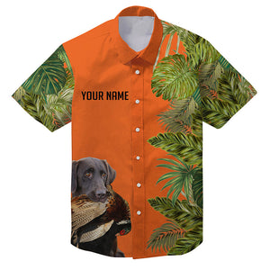 Custom Name Tropical Leaves Hawaiian Shirts With Many Hunting Dog Breeds to Choose, Personalized Gifts FSD4182