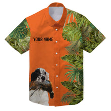 Load image into Gallery viewer, Custom Name Tropical Leaves Hawaiian Shirts With Many Hunting Dog Breeds to Choose, Personalized Gifts FSD4182