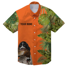 Load image into Gallery viewer, Custom Name Tropical Leaves Hawaiian Shirts With Many Hunting Dog Breeds to Choose, Personalized Gifts FSD4182