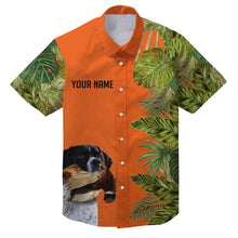 Load image into Gallery viewer, Custom Name Tropical Leaves Hawaiian Shirts With Many Hunting Dog Breeds to Choose, Personalized Gifts FSD4182