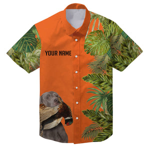 Custom Name Tropical Leaves Hawaiian Shirts With Many Hunting Dog Breeds to Choose, Personalized Gifts FSD4182