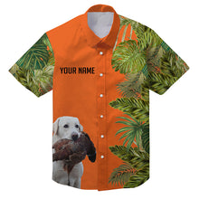 Load image into Gallery viewer, Custom Name Tropical Leaves Hawaiian Shirts With Many Hunting Dog Breeds to Choose, Personalized Gifts FSD4182