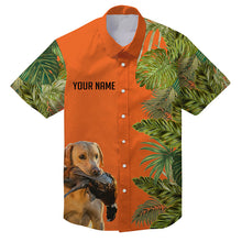 Load image into Gallery viewer, Custom Name Tropical Leaves Hawaiian Shirts With Many Hunting Dog Breeds to Choose, Personalized Gifts FSD4182