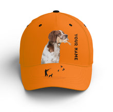 Load image into Gallery viewer, Bobwhite Quail Hunting Blaze Orange Custom name Hat for Men, Choose hunting dog breeds FSD4005