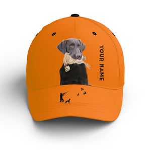 Bobwhite Quail Hunting Blaze Orange Custom name Hat for Men, Choose hunting dog breeds FSD4005