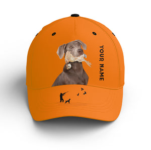 Bobwhite Quail Hunting Blaze Orange Custom name Hat for Men, Choose hunting dog breeds FSD4005