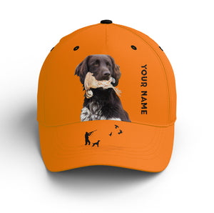 Bobwhite Quail Hunting Blaze Orange Custom name Hat for Men, Choose hunting dog breeds FSD4005