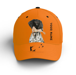 Bobwhite Quail Hunting Blaze Orange Custom name Hat for Men, Choose hunting dog breeds FSD4005