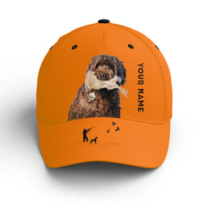 Bobwhite Quail Hunting Blaze Orange Custom name Hat for Men, Choose hunting dog breeds FSD4005