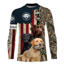 Load image into Gallery viewer, Duck Hunting Dog black yellow chocolate Labrador Retriever American flag Custom All Over Print Shirts FSD3510