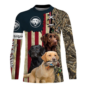Duck Hunting Dog black yellow chocolate Labrador Retriever American flag Custom All Over Print Shirts FSD3510